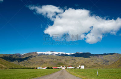 冰岛国,农场,天空,eyjafjallajokull glacier,水平画幅,雪,无人,蓝色,阴影,户外