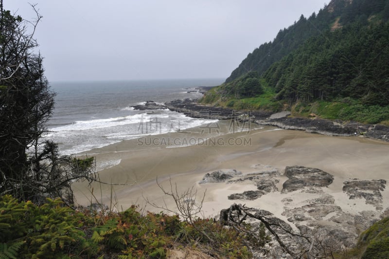 沙子,海滩,奥勒冈海滨,加利福尼亚州路线1,水,俄勒冈州,俄勒冈郡,水平画幅,无人,户外