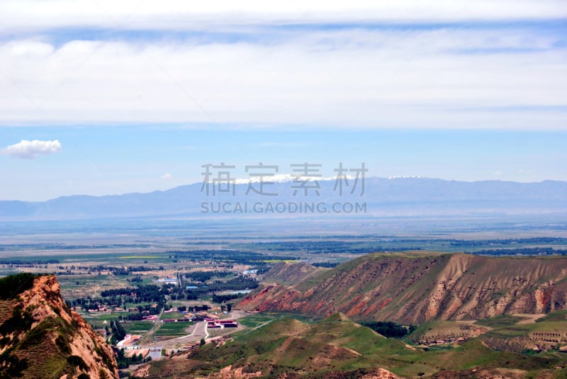 张掖,甘肃省,风景,地形,中国,天山山脉,黄河,丝绸之路,高原,偏远的