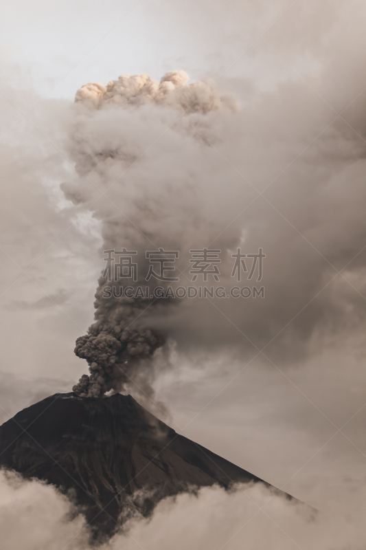 通古拉瓦火山,灰,烟,火山碎屑流,鲍诺什,长焦镜头,风管,地震,垂直画幅,南美