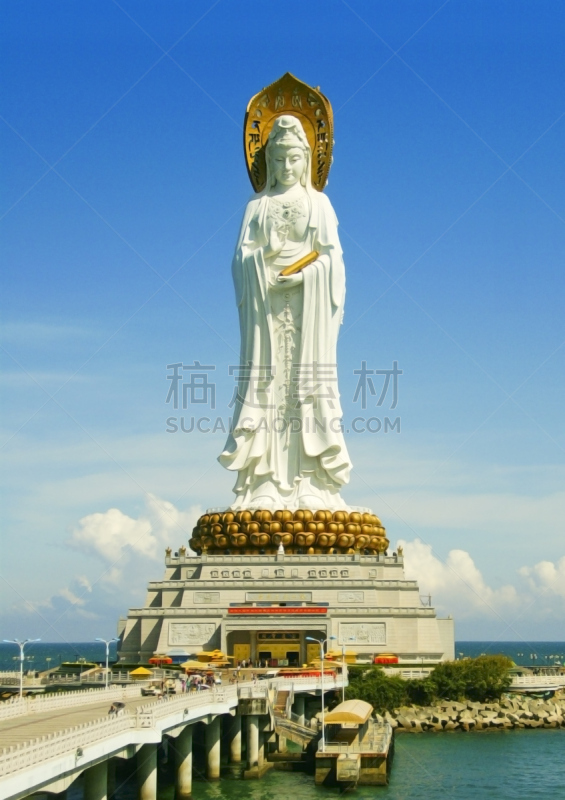 海洋,三亚,垂直画幅,天空,云,户外,海滩,佛,雕塑