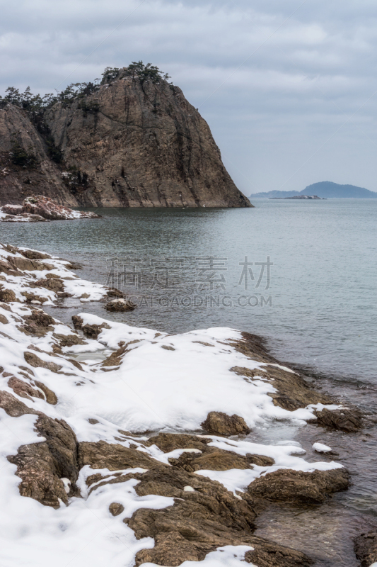 冬天,岛,垂直画幅,美,雪,无人,海岸地形,户外,群山市,大洋洲