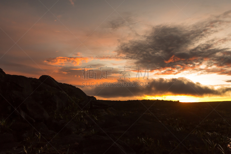 罗赖马山,sunrise point,平顶山区,罗赖马州,平顶山,canaima,委内瑞拉,南美,水平画幅,无人