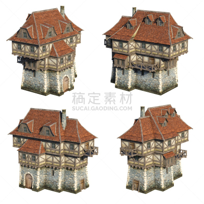 绘画插图,三维图形,房屋,中世纪时代,艺术,无人,古老的,卡通,居住区,非凡的