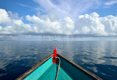 地平线,船,头球,蝴蝶结,水,天空,桨,水平画幅,沙巴州,夏天