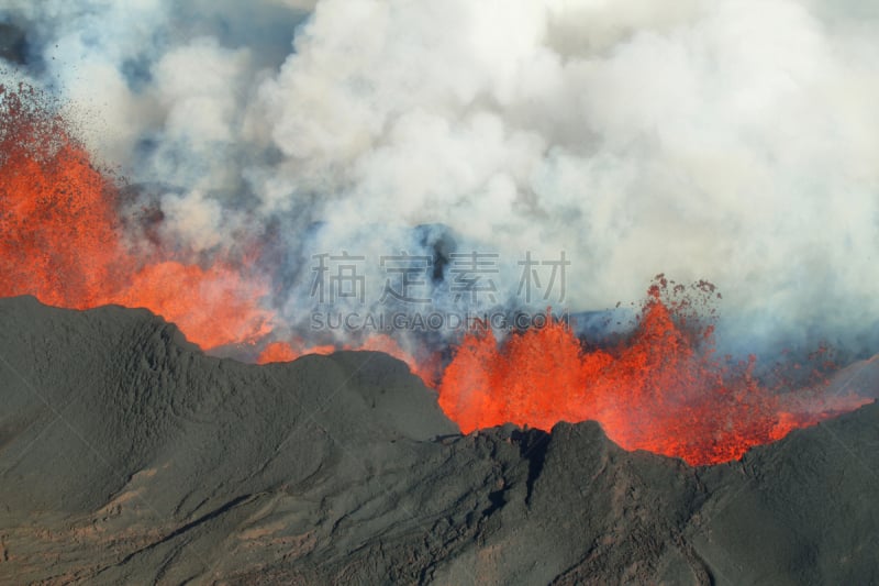 巴达本加火山,冰岛国,火山学,瓦特纳冰原,硫磺,火山喷口,水平画幅,火山地形,地狱火,户外