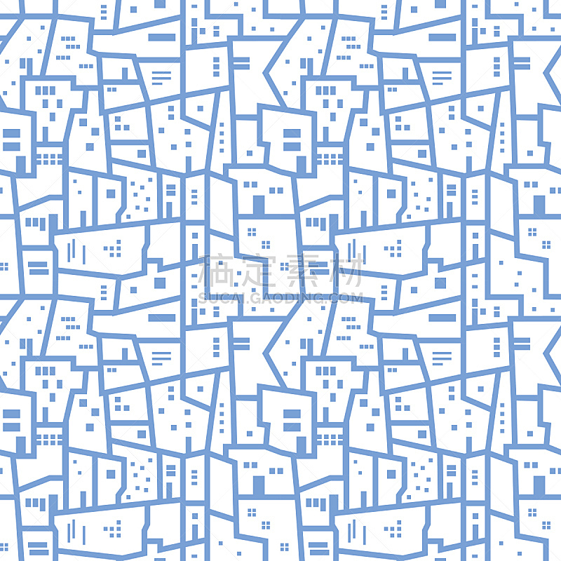 矢量,四方连续纹样,抽象,城市生活,浅蓝色,贫民窟,里约热内卢,社区,块状,成一排