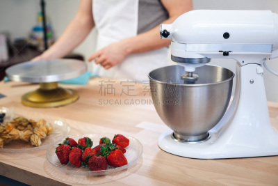 奶油,水果,白色背景,餐桌,食品加工机,薄烤饼,水平画幅,蛋糕,甜点心,搅拌器