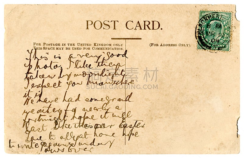 1904,明信片,爱德华七世,爱德华七世时代风格,20世纪风格,肯特,邮戳,水平画幅,消息,纪念品