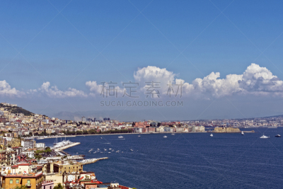 德洛沃城堡,纽波利顿冰淇淋,那不勒斯海湾,水,天空,水平画幅,无人,海港,户外,要塞