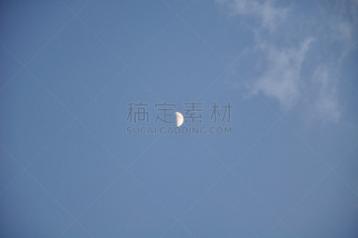 半月,佩塔提克瓦,天空,太空,水平画幅,夜晚,无人,蓝色,月亮,曙暮光