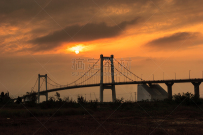 桥,富安省,青岛海滩,青岛,淤泥,会安,河内,凹陷的,天空,新的
