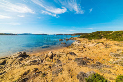海滩,卡普雷拉岛,岛,岩石,水,天空,美,水平画幅,无人,夏天