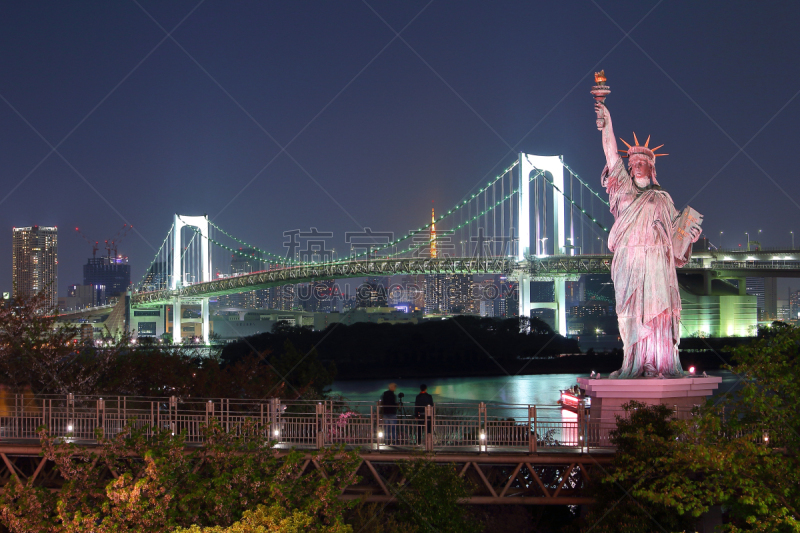 曙暮光,旅行者,都市风景,国际著名景点,台场,东京塔,日本,商务旅行,彩虹拱,概念