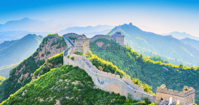 长城,古老的,早晨,旅行者,明亮,边界,山脊,国际著名景点,著名景点,风景