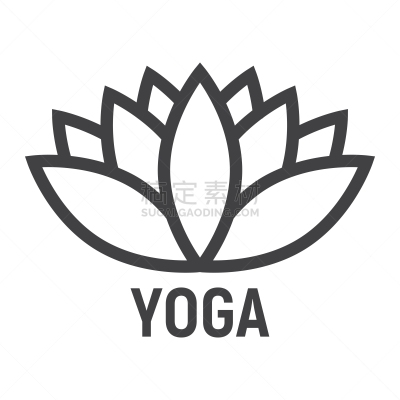 矢量,瑜伽,荷花,标志,线图标,数码图形,直的,运动,白色背景,数字10