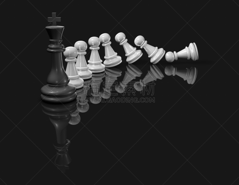三维图形,概念,多米诺效应,棋子,国际象棋,领导能力,水平画幅,绘画插图,风险,白色