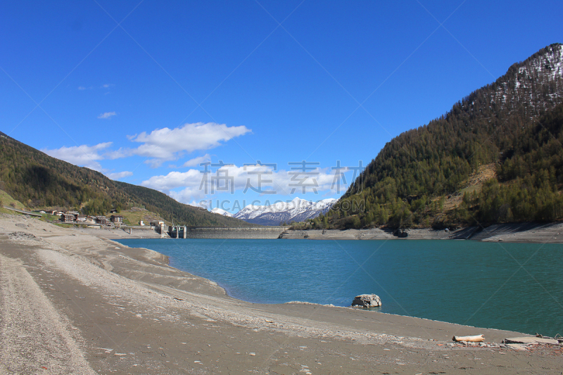 山,湖,巨大的,阿尔卑斯湖荒野地,堤岸,植物,水平画幅,无人,云,意大利