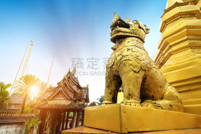 西双版纳,塔,水平画幅,云,无人,巨大的,非凡的,佛,山