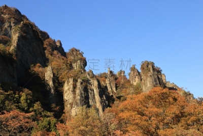 山,秋天,日本,妙义町,群马县,彩色图片,天空,美,休闲活动,水平画幅