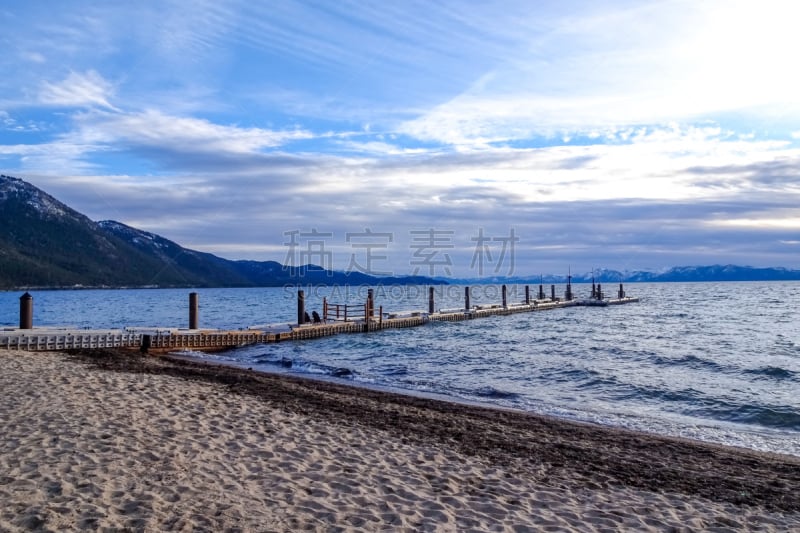 太浩湖,在上面,水,天空,美国西部,沙子,雪,夏天,湖,清水湾