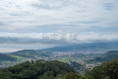 山,海洋,山谷,绿色,背景,乡村,拉奥罗塔瓦,皮可德泰德山,生物学过程,天空