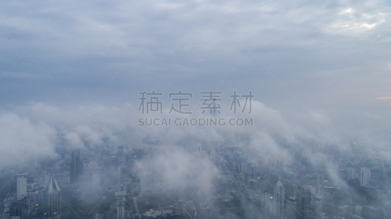 雾,城市,上海,航拍视角,早晨,暴风雨,气候,高视角,曙暮光,浦东