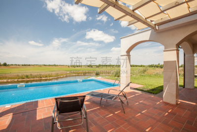 swimming pool outside luxury home and beautiful view