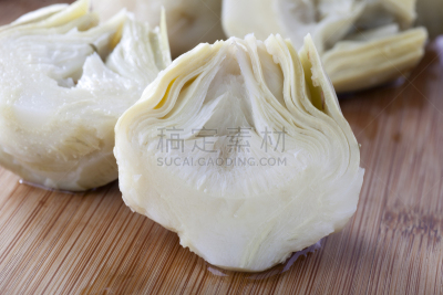 洋蓟心,横截面,朝鲜蓟,餐前小吃,水平画幅,素食,无人,开胃品,生食,2015年