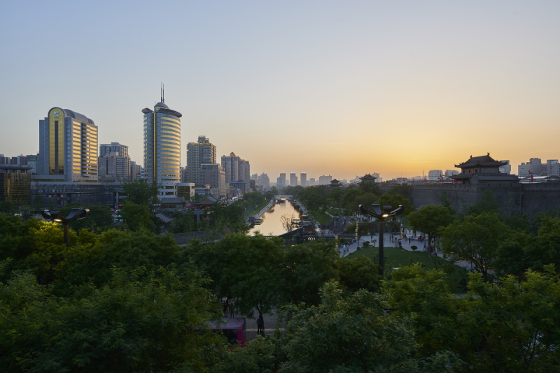 全景,城市,水平画幅,建筑,无人,金融,黄昏,户外,西安,航拍视角预览效果