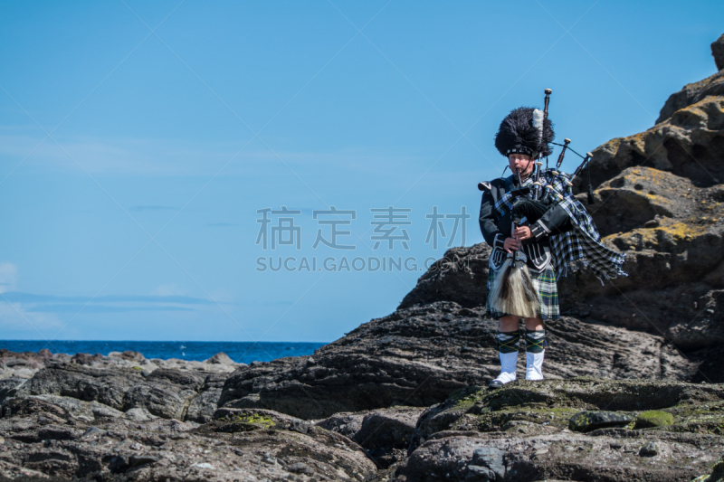 本兰小镇,苏格兰风笛,苏格兰高地,传统,苏格兰短裙,海岸线,2015年,夏天,户外,裙子