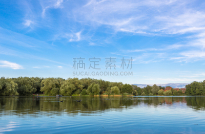 湖,公园,夏天,萨里市,河流,全景,英国,天空,地形,蓝色