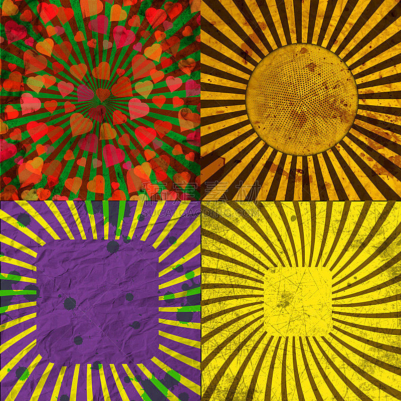 太阳,阳光光束,背景,纹理效果,40-80年代风格复兴,摇滚乐,自然,圆形,绘画插图,抽象