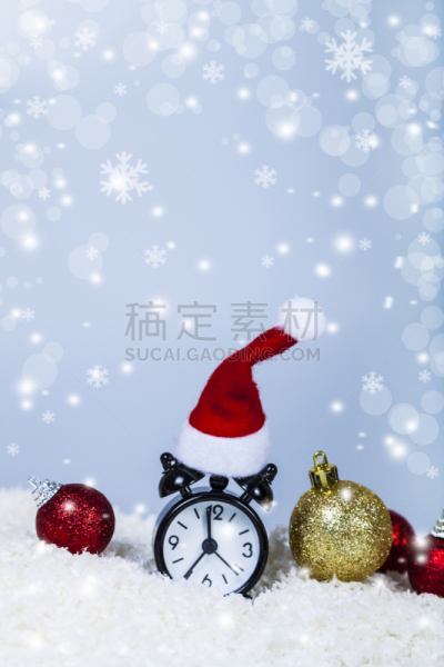 球,圣诞帽,记时卡片,垂直画幅,留白,新的,档案,雪,无人