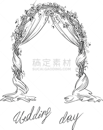 矢量,拱门,设计元素,婚礼,草图,绘画插图,古典式,计算机制图,计算机图形学,仅一朵花