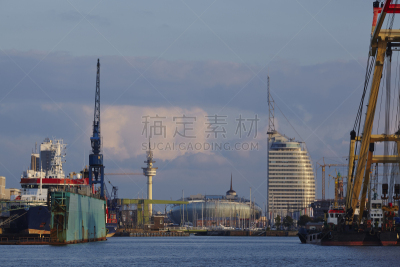 不莱梅港,海港,德国,城市,里面,计算机端口,不来梅,客船,水平画幅,无人
