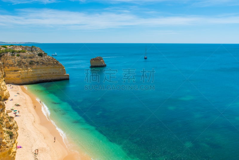 阿尔加威,葡萄牙,海滩,自然美,水,沙子,透过窗户往外看,夏天,石材