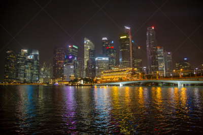 滨海湾 ,夜晚,建筑结构,城市生活,建筑外部,新加坡,图像,无人,2015年,户外
