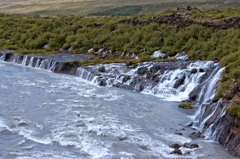 hraunfossar,瀑布,风景,冰岛北部,俄亥俄河,冰岛国,自然神力,水,水平画幅,无人