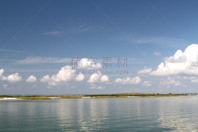宁静,海洋,白昼,望角国际海岸,barrier islands,外海岸,北卡罗来纳,国家公园,水平画幅,云