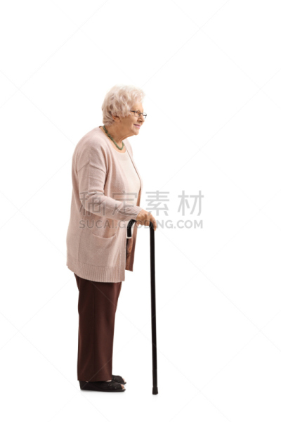 手杖,排队等,中老年女人,北马其顿共和国,马其顿地区,仅一个老年女人,全身像,古老的,垂直画幅,老年人