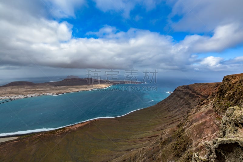 la graciosa,岛,视角,非凡的,里约热内卢,兰萨罗特岛,观测点,金丝雀,天空,沟壑