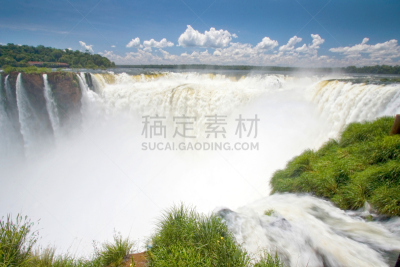 魔鬼喉咙,伊瓜苏瀑布,南美,水,水平画幅,瀑布,无人,巨大的,热带雨林,户外