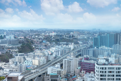天空,都市风景,现代,横滨,神奈川县,日本,办公大楼,蓝色,背景,季节