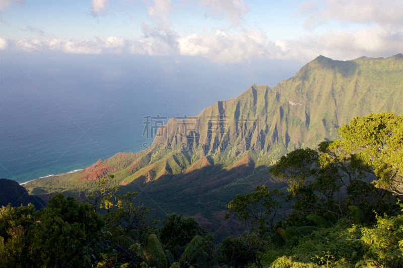 卡拉劳观景台,卡拉劳山谷,纳帕里海岸州立公园,夏威夷,观测点,考艾岛,水,美,公园,水平画幅