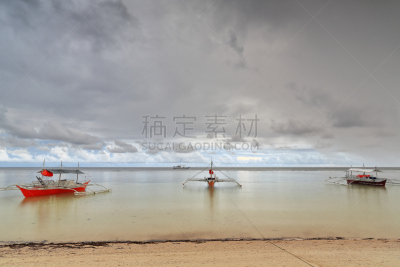 海滩,菲律宾,船,在上面,救生衣,长椅,水平画幅,云,无人,海港