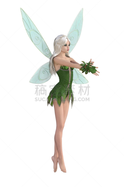 三维图形,仙女,自然美,分离着色,白色,垂直画幅,美,小精灵,精灵短发,公主