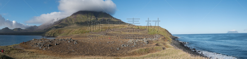 panorama of Chirpoy Island, Snow volcano activity