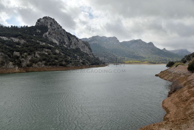 马略卡,水平画幅,山,无人,sierra de tramuntana,水库,户外,湖,西班牙,山脉