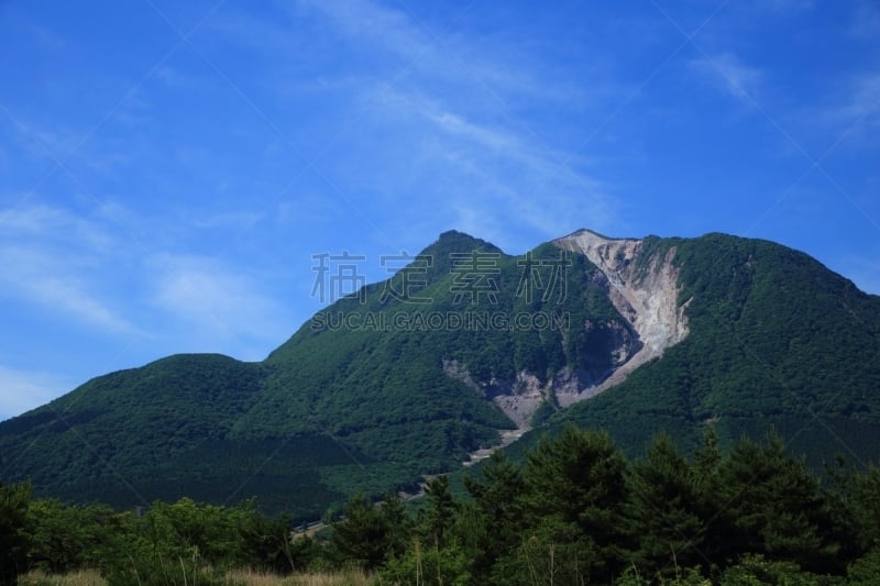 由布市,风景,侧面视角,苏格兰高地,北,山,凫山,汤布院,大分县,滑板坡道